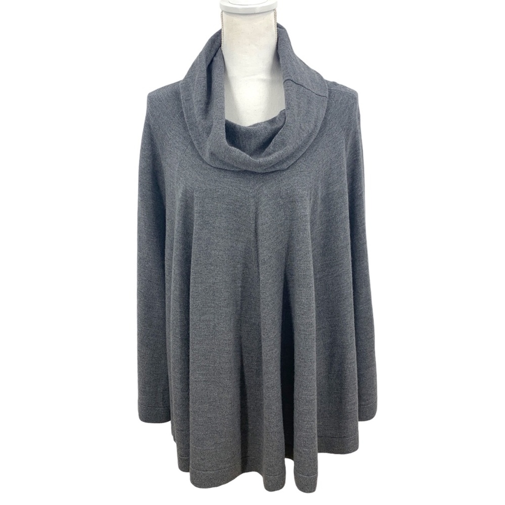 Elie Tahari Cowl Neck Merino Wool Cape Poncho Sweater One Size